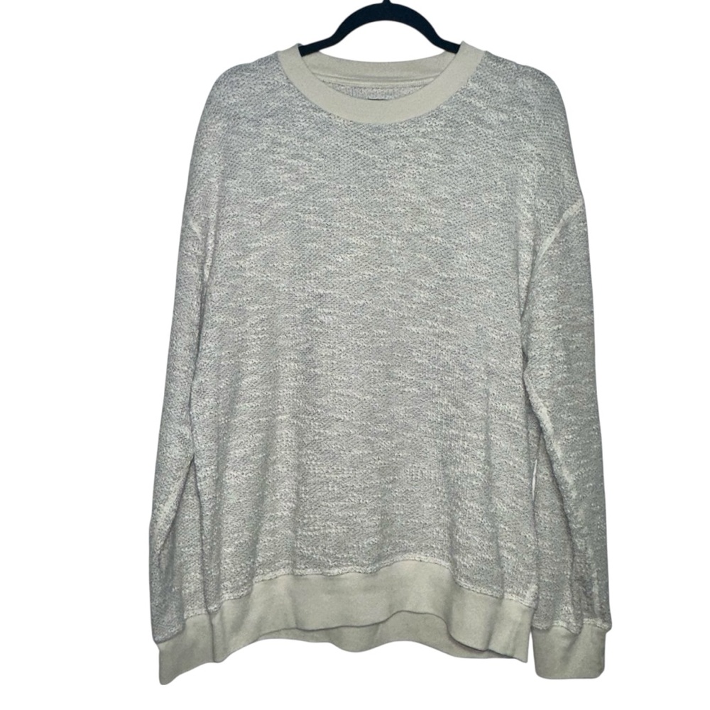 GOODLIFE Men’s Bone Crew Neck Chunky Knit Long Sleeve Linen Blend Sweater- Large